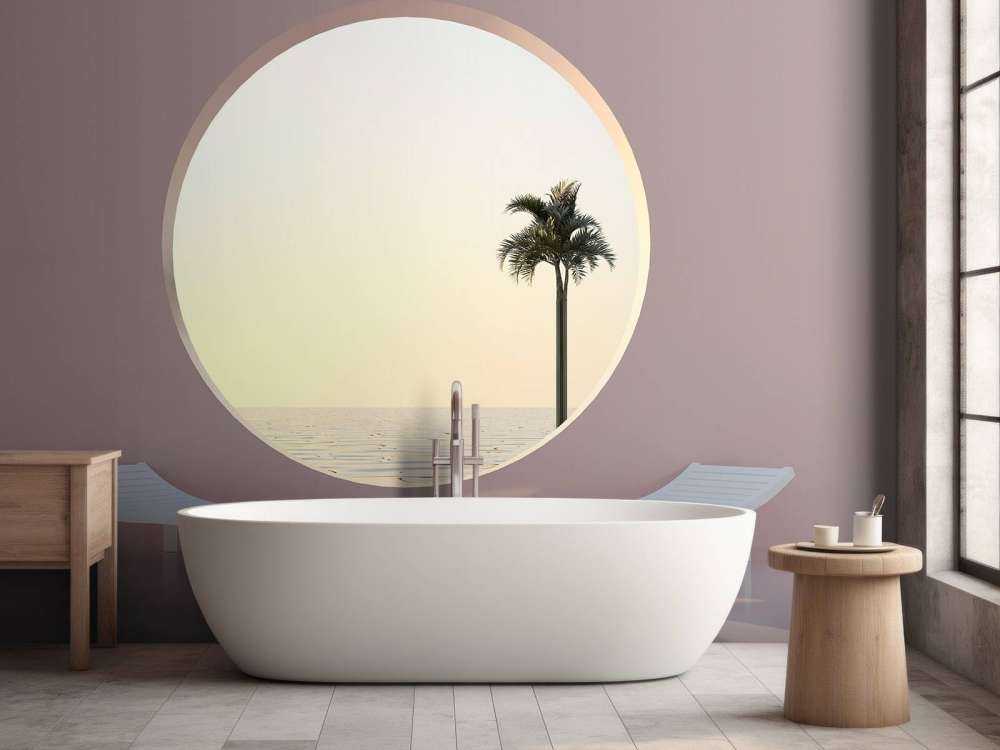 Parete rosa con cerchio