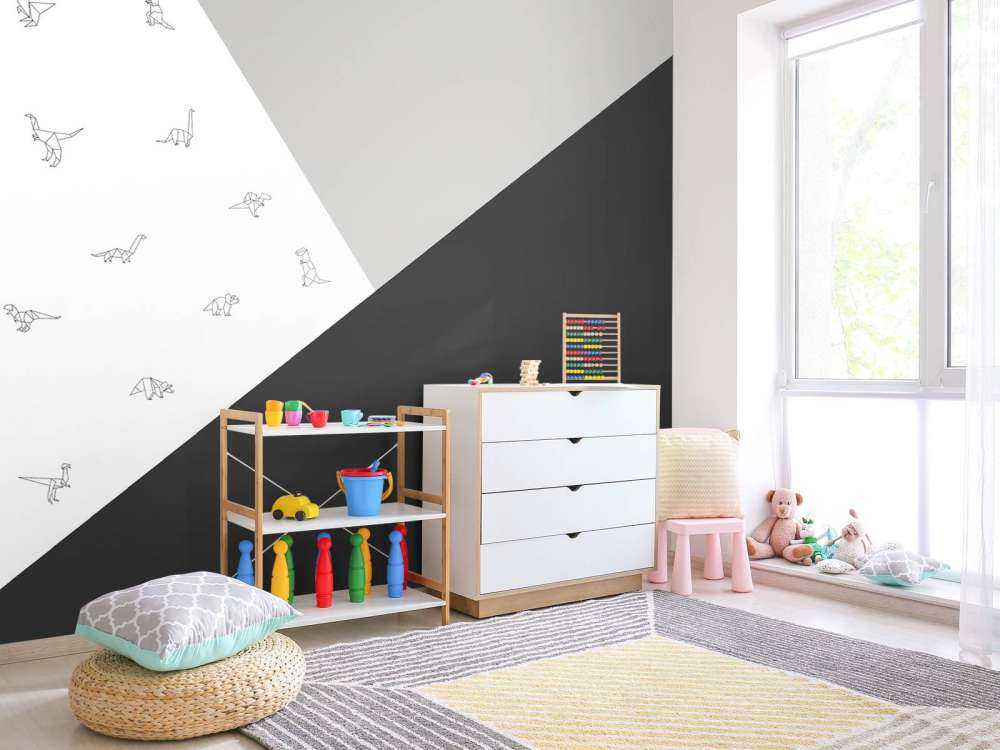 Triangoli bianchi e neri con i dinosauri