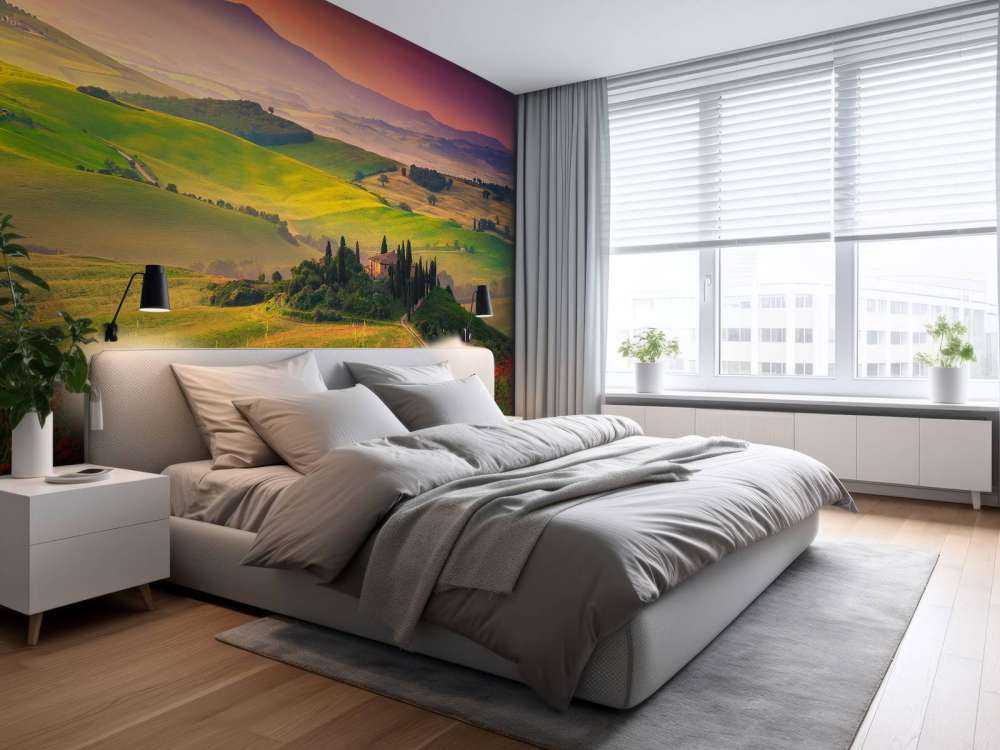 Papaveri rossi con paesaggio italiano