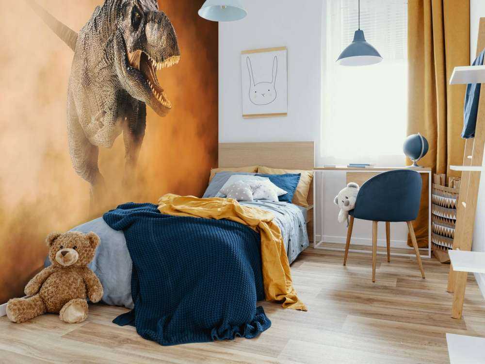 Tirannosauro che cammina nel fumo