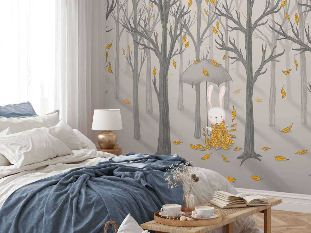 Coniglio sotto le foglie