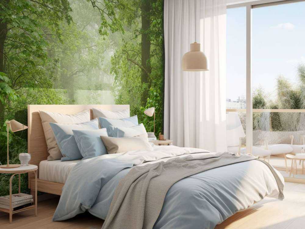 Foresta nebbiosa con sentiero