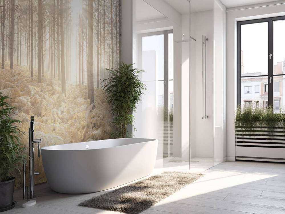 Raggi di sole attraverso la fredda foresta