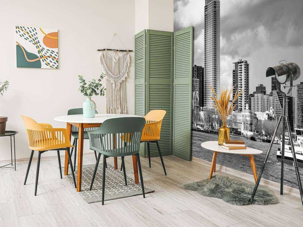 Skyline di Rotterdam (Westerkade) da Katendrecht (bianco e nero) 