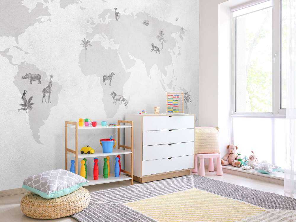 Mappa del mondo schizzo grigio