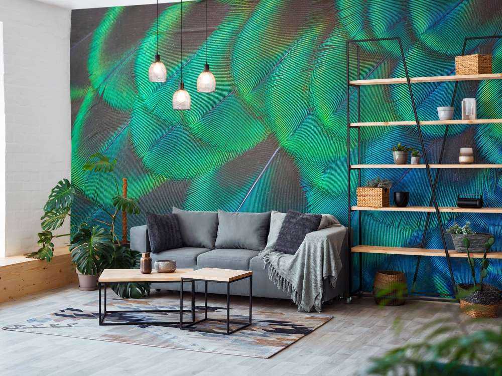 Primo piano di piume di pavone