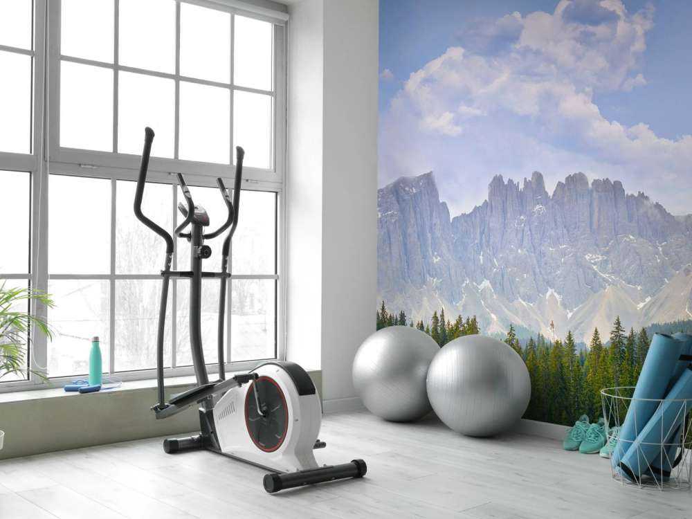 Montagne con alberi e nuvole