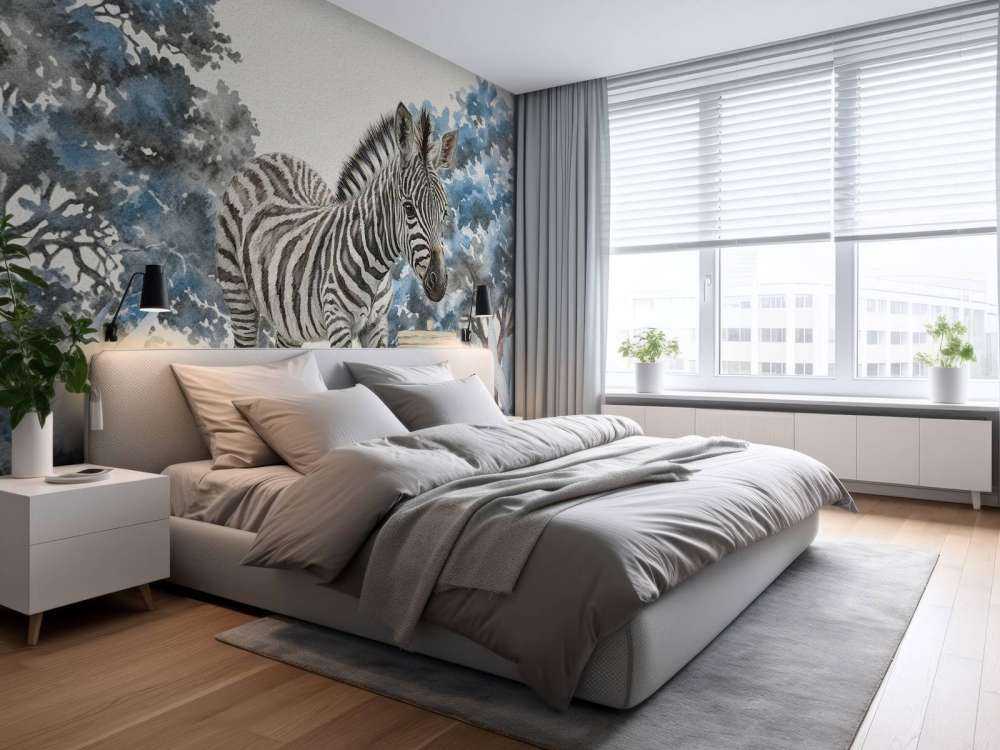 Giovane zebra in libertà blu