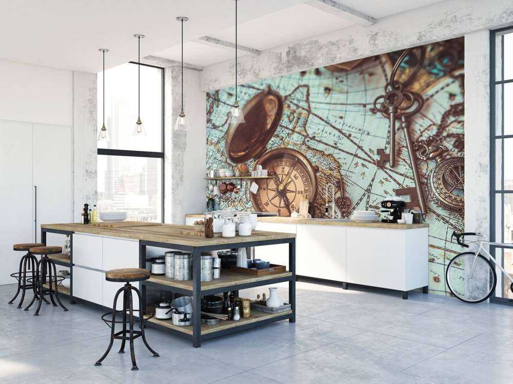 Mappa del mondo vintage con bussola