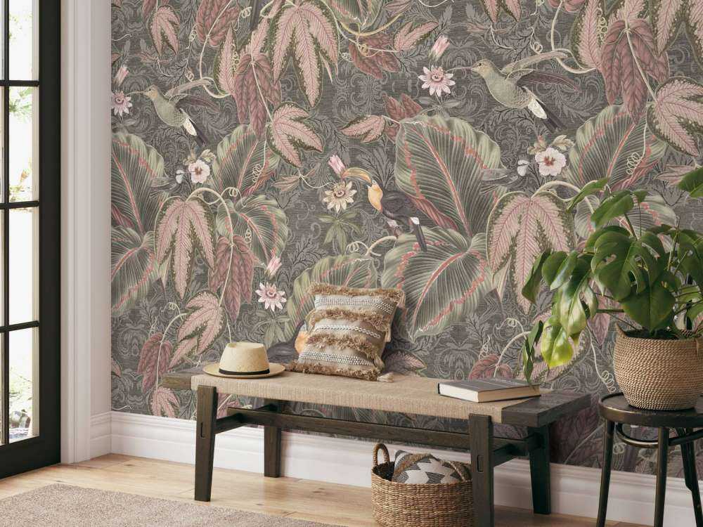 Uccelli e tucani della giungla tropicale - verde vintage