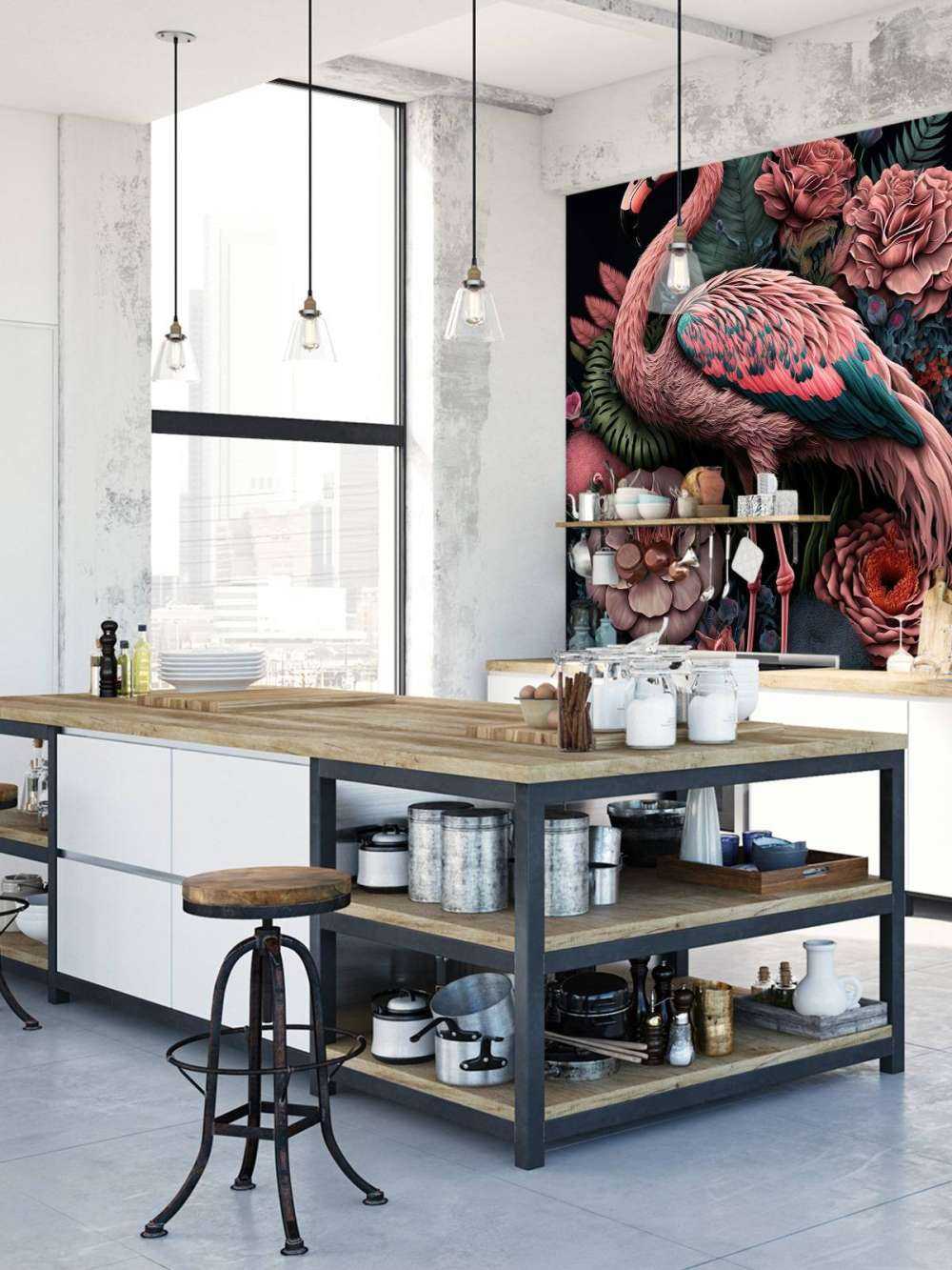 Notte di Splendore Floreale dei Fenicotteri