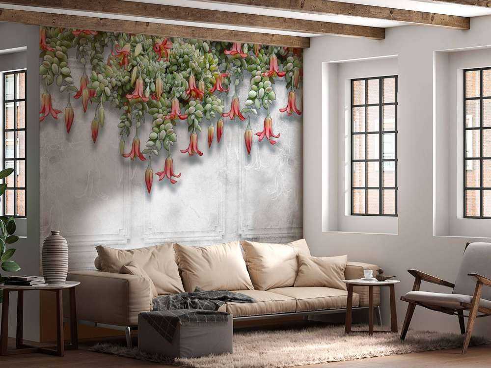 Flores exóticas sobre hormigón