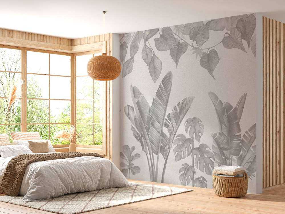 Piante della giungla in tonalità di grigio