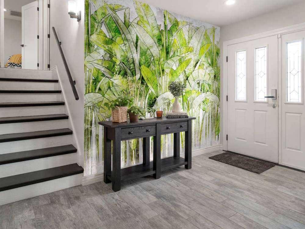 Grandes hojas de palmera dibujadas