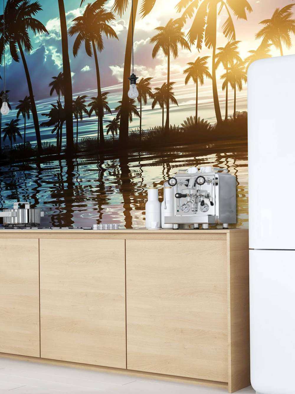 Paesaggio notturno con palme