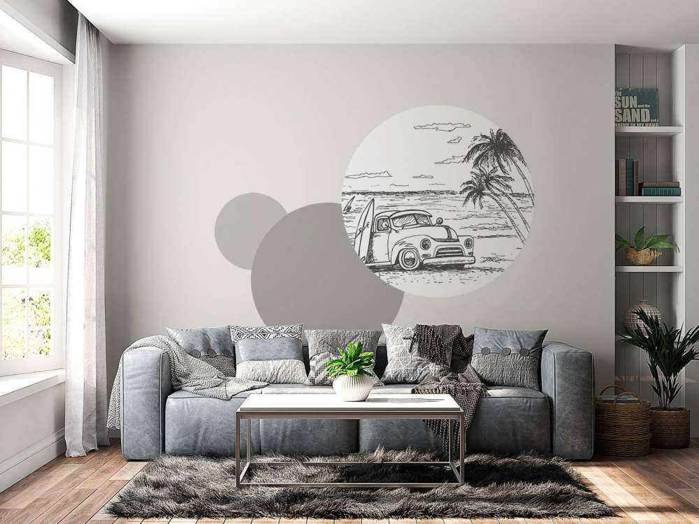 Spiaggia disegnata in bianco e nero