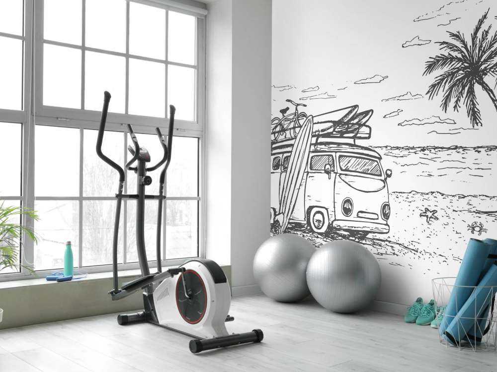 Spiaggia disegnata in bianco e nero