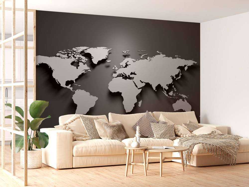 Mappa del mondo in 3D nero