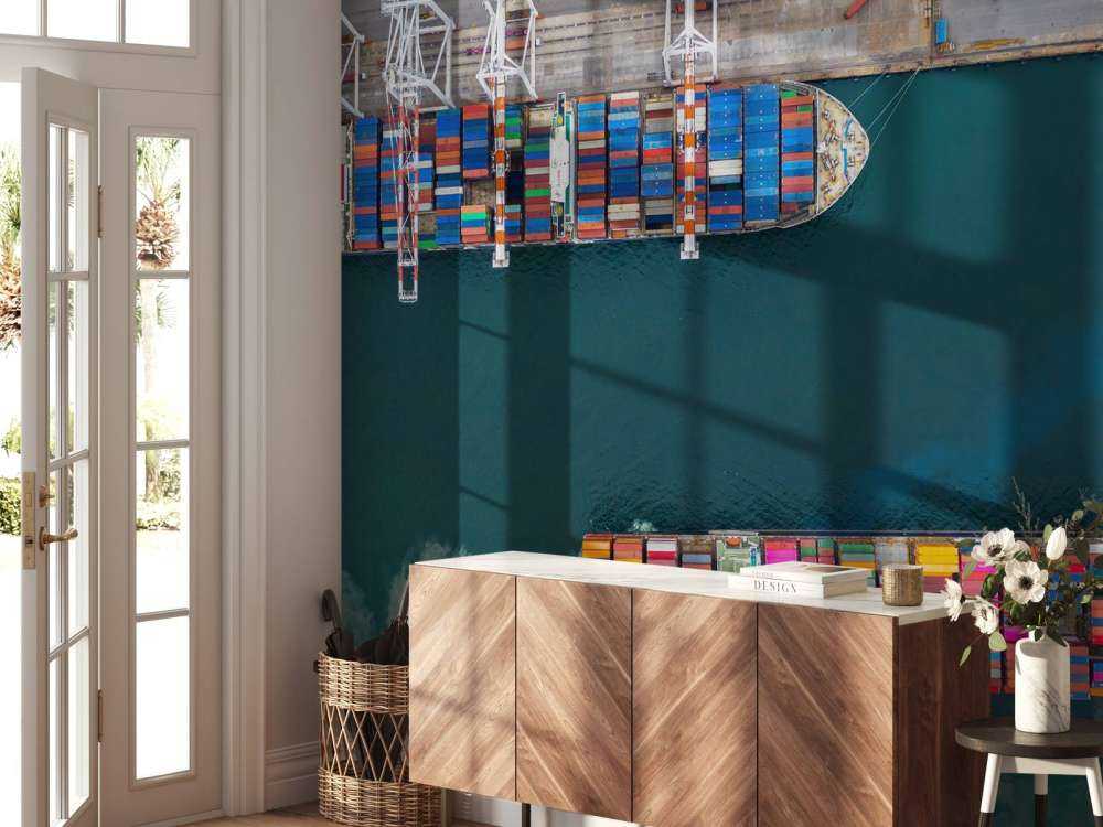 Vista dall'alto delle navi portacontainer