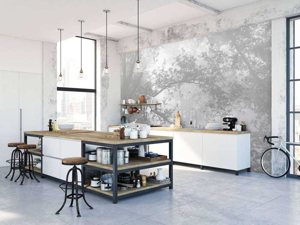 Una bella foresta nella nebbia