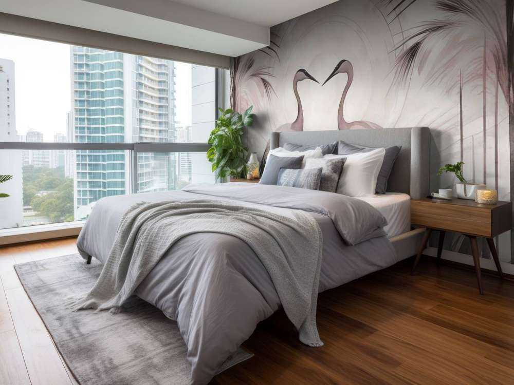 Gru al tramonto rosa