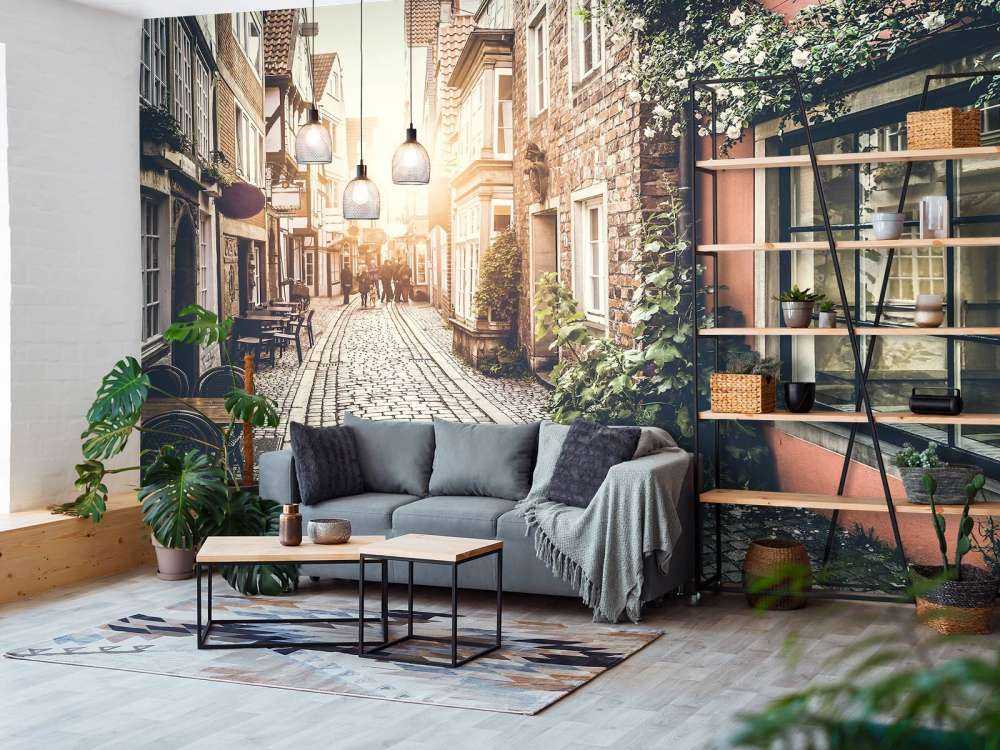 Tramonto in una strada vecchia