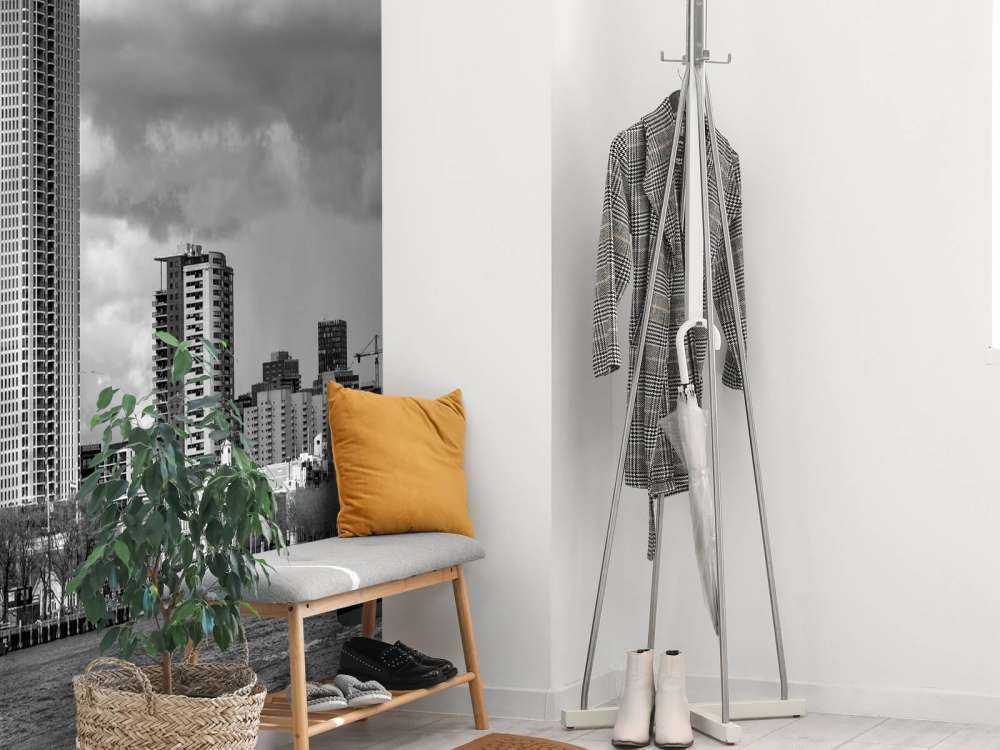 Skyline di Rotterdam (Westerkade) da Katendrecht (bianco e nero) 