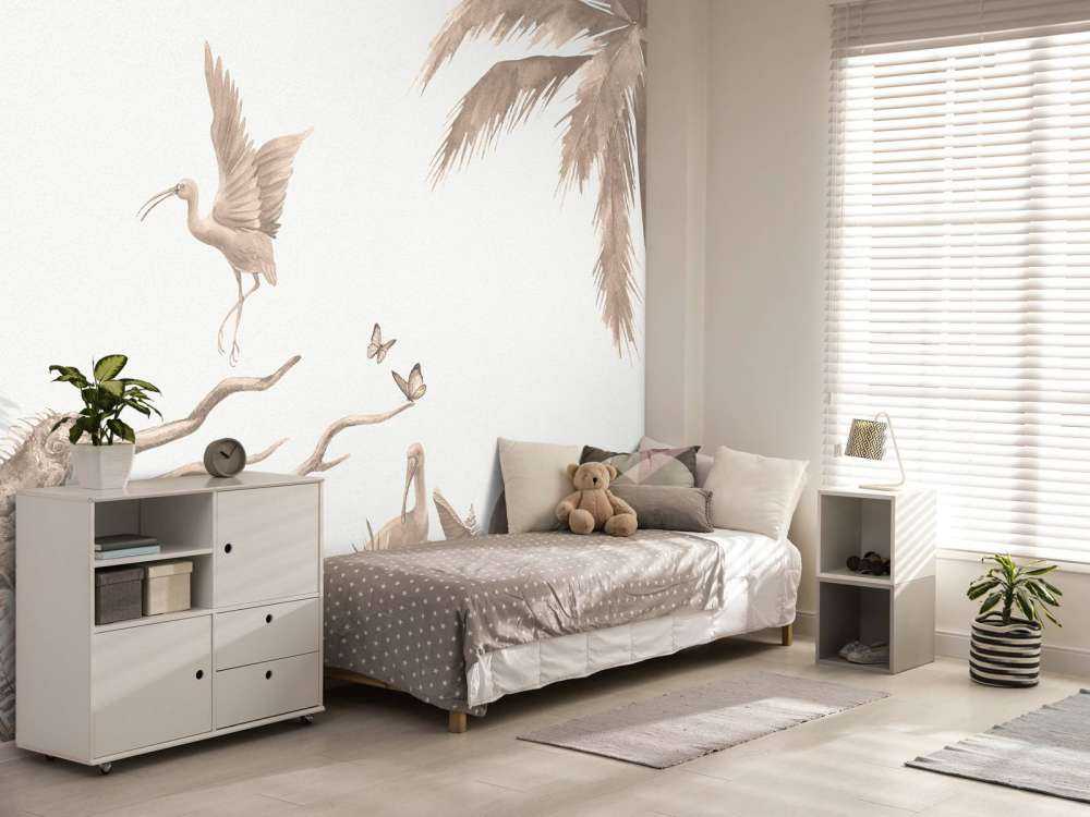 Ramo con animali della giungla in taupe