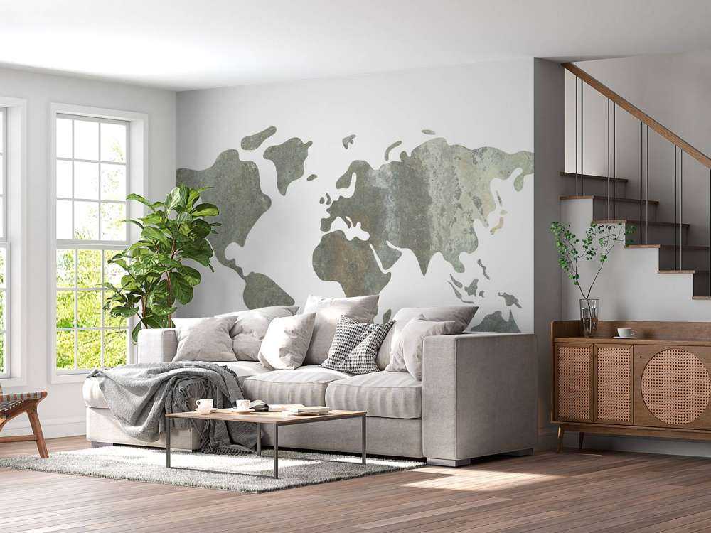 Mappa del mondo verde con struttura in metallo