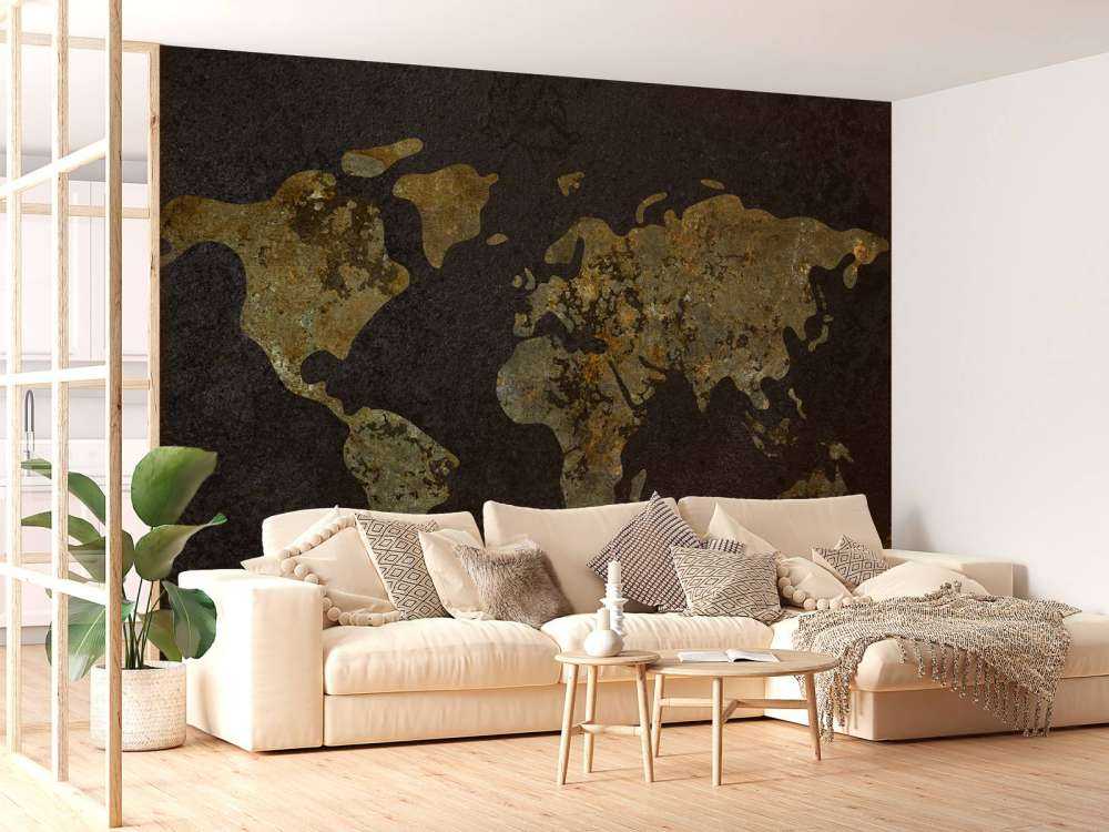 Mappa del mondo con texture verde oro