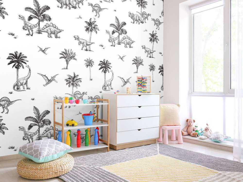 Disegno di dinosauri in bianco e nero