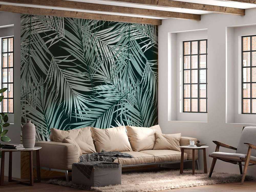 Foglie tropicali sfondo nero