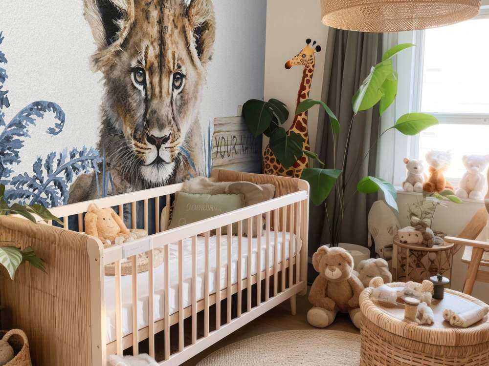 Giovane leone nella giungla blu