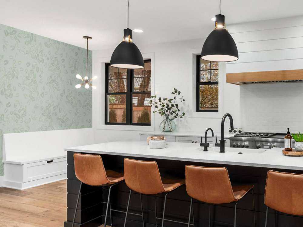 Foglie piccole su grigio verde