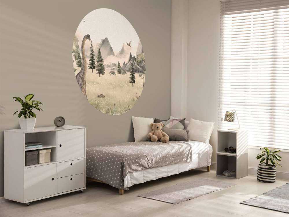 Paesaggio con dinosauri in beige