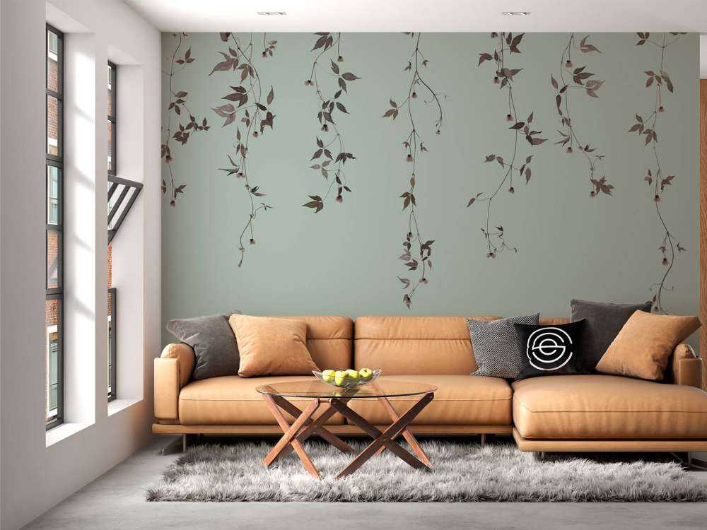 Rametti di clematide su grigio verde