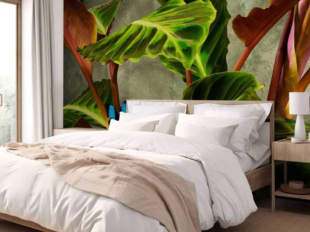 Pianta verde con farfalle