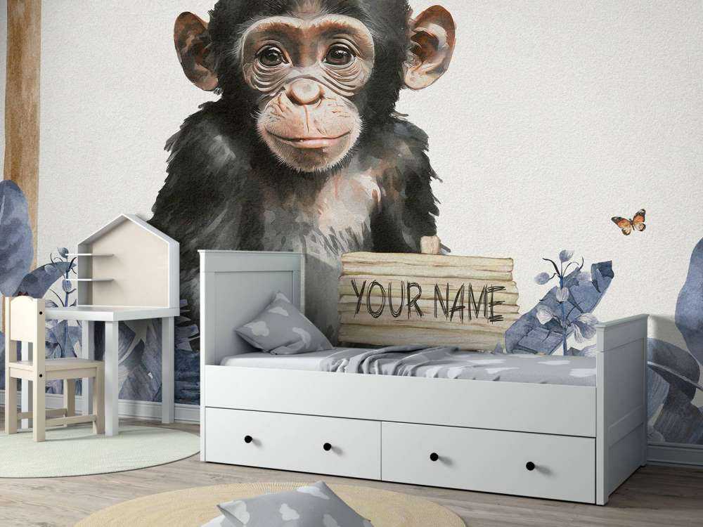 Baby scimpanzé nella giungla blu