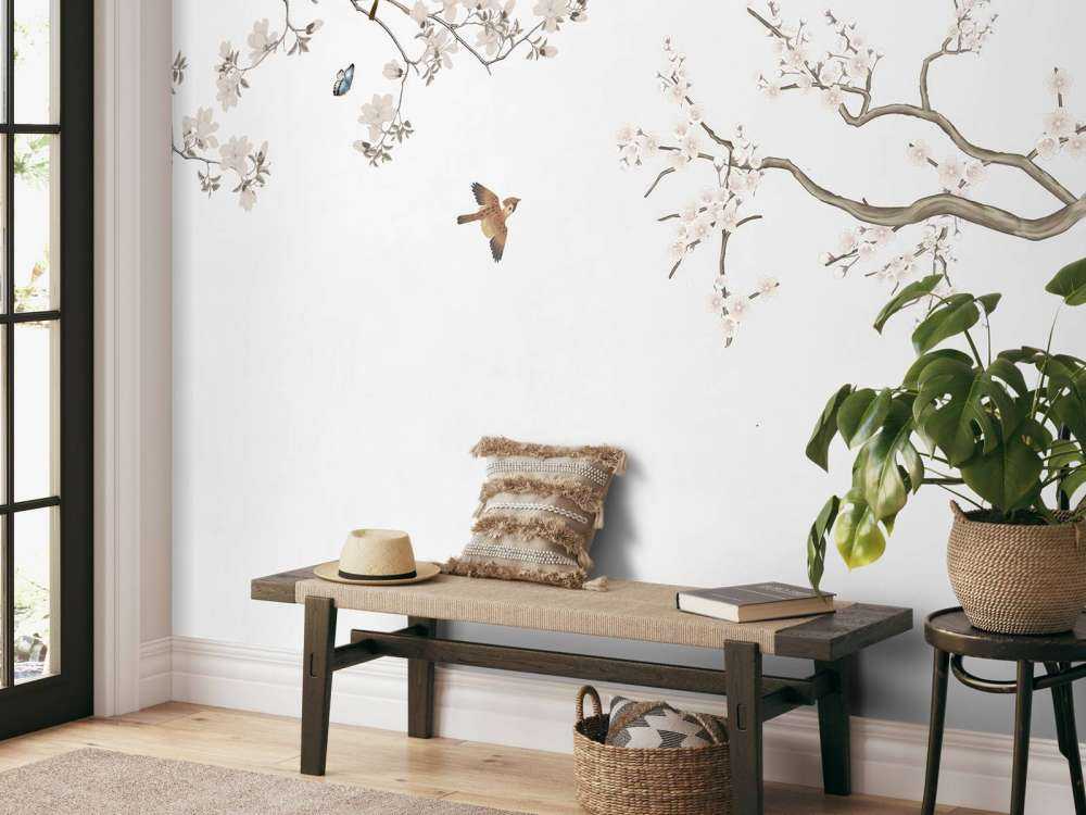 Rami di fiori e uccelli