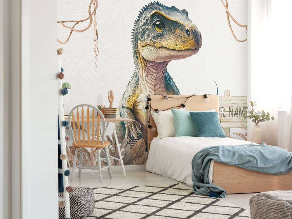 Baby t-rex nella giungla taupe