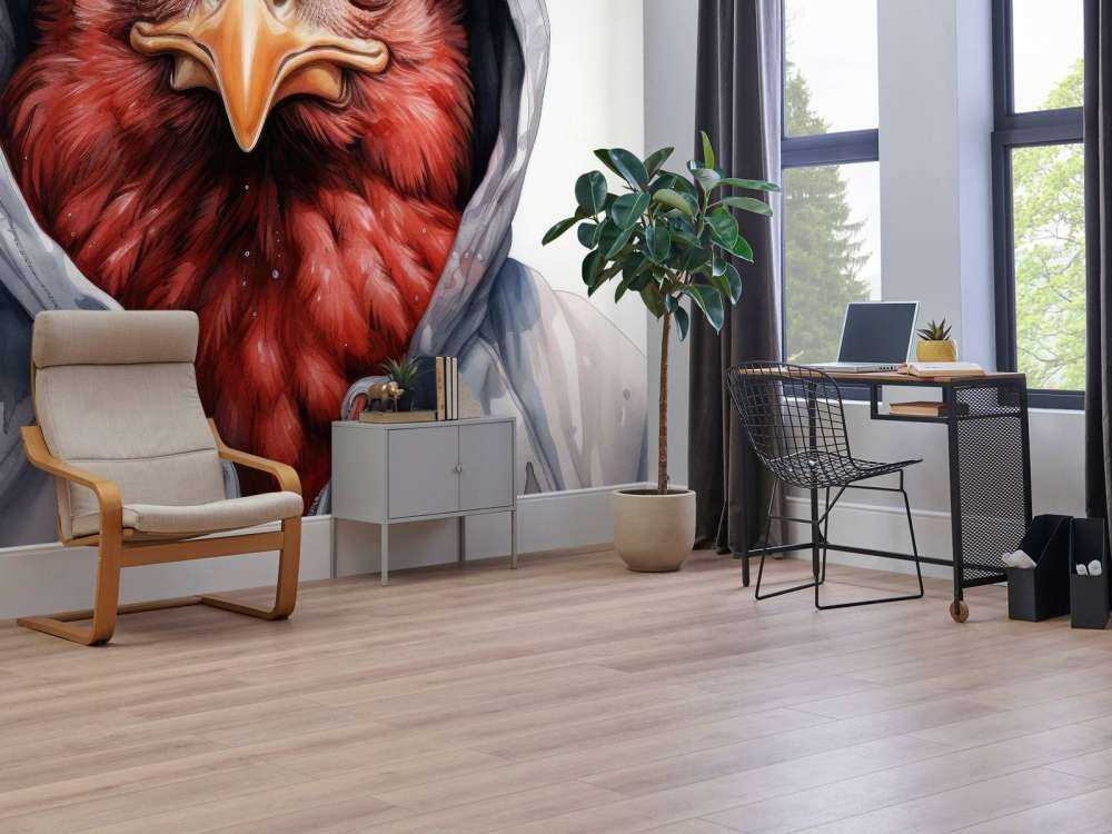 Cartone animato di pollo ad acquerello con felpa con cappuccio