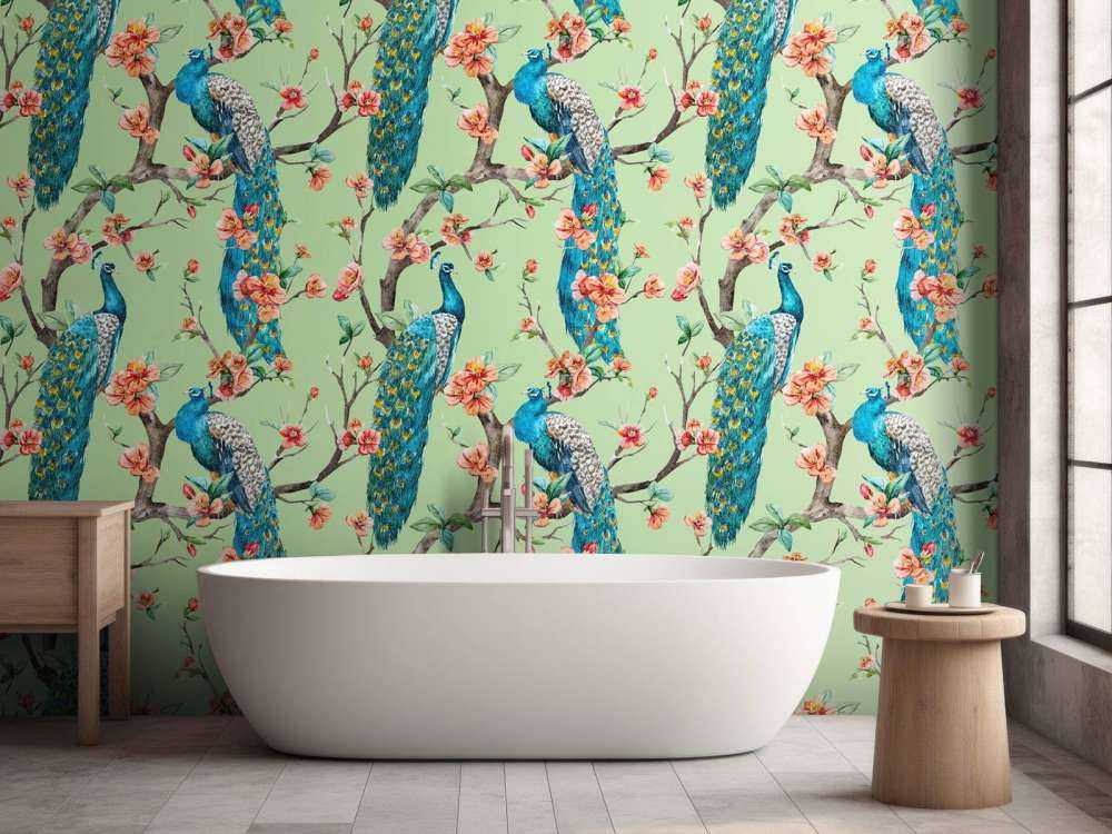 Pavone con Fiori da Giardino