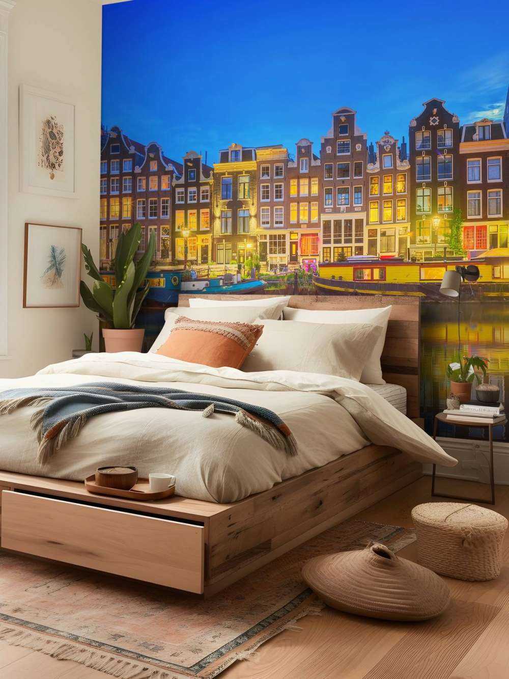 Canale di Amsterdam di notte