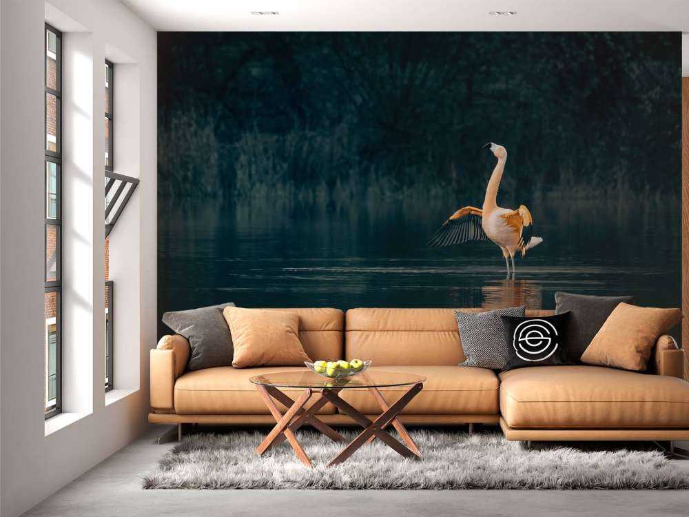 Fenicottero in un lago deserto