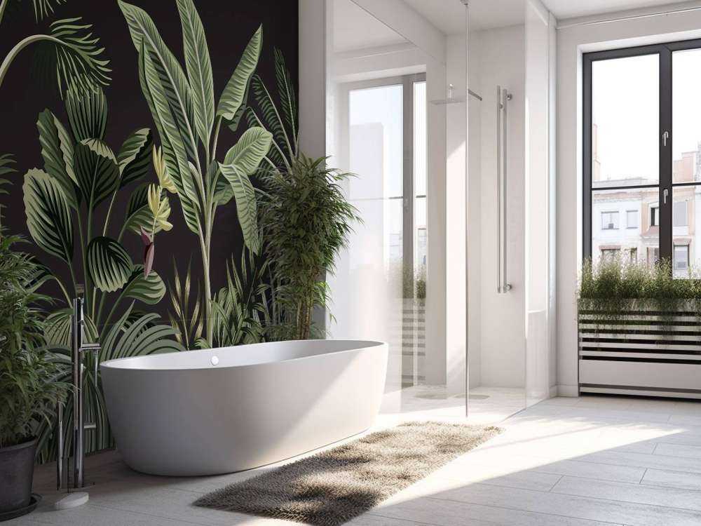 Palma tropicale su sfondo scuro