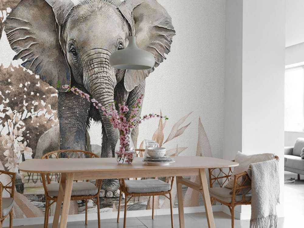 Elefante nella giungla taupe