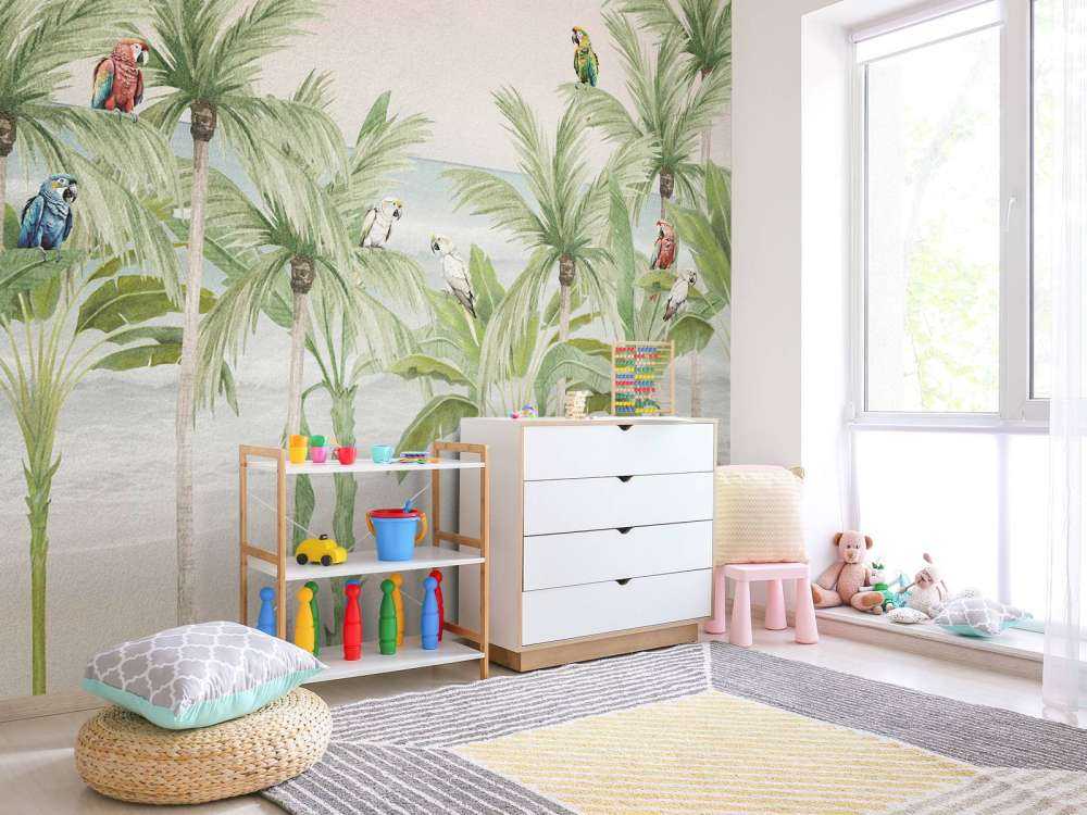 Pappagalli sulla spiaggia a colori