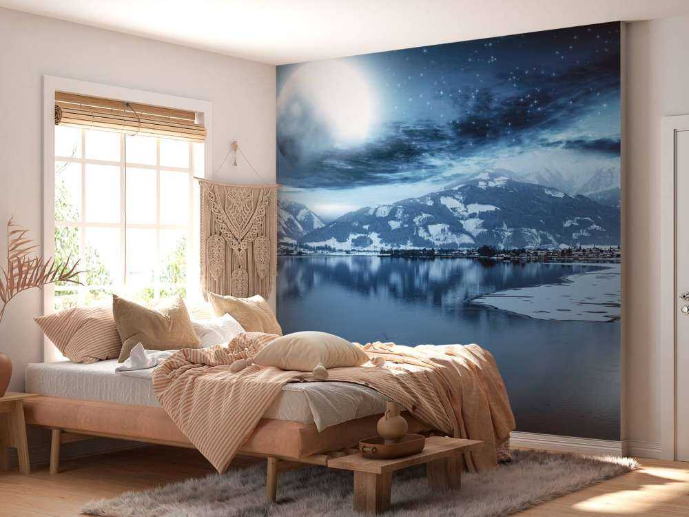 Lago ghiacciato di notte