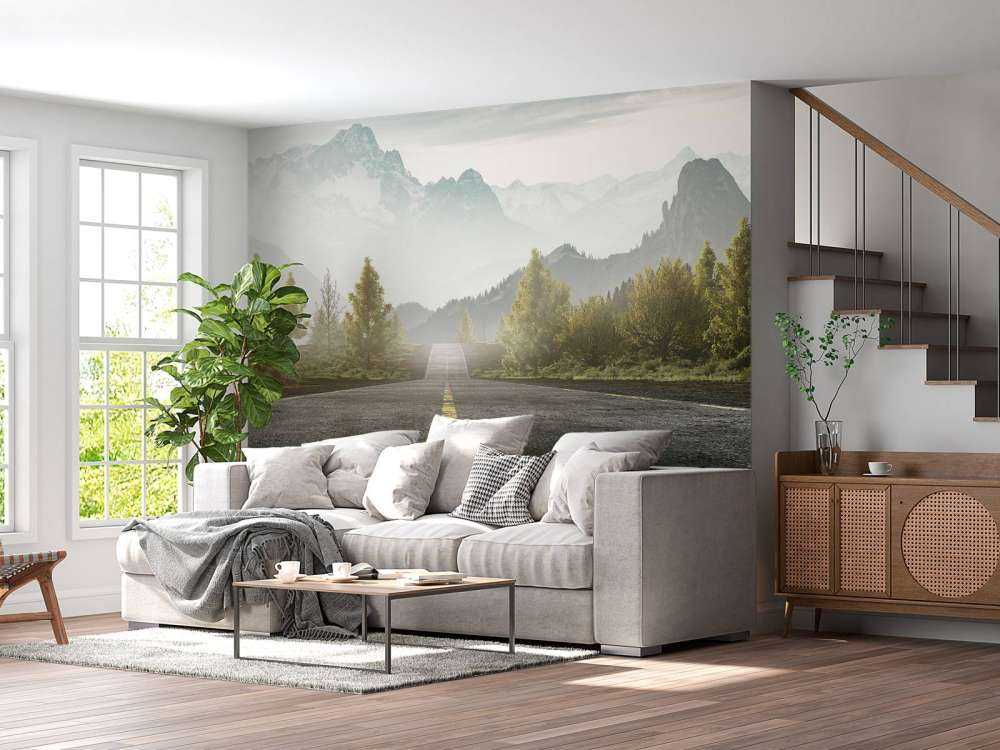 Strada con le montagne