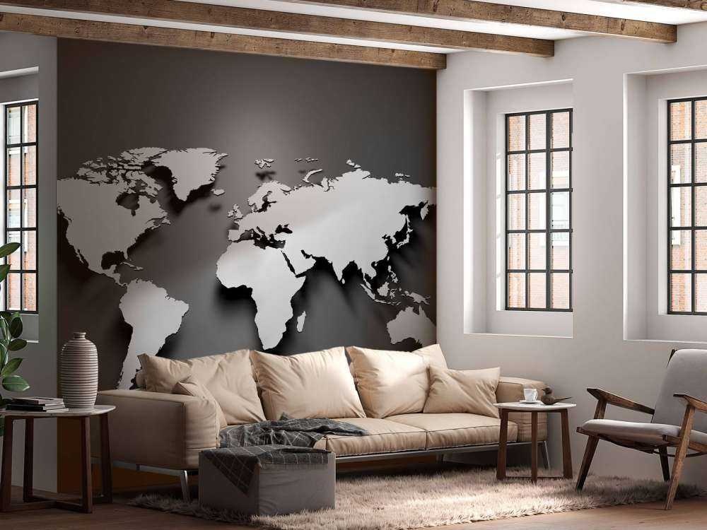 Mappa del mondo in 3D nero